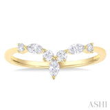 1/4 Ctw Chevron Centerpiece Marquise and Round Cut Diamond Wedding Band in 14K Yellow Gold
