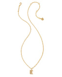 Kendra Scott Crystal Letter E Gold Short Pendant Necklace in White Crystal