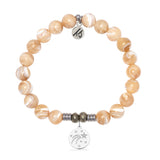Tan Shell Gemstone Bracelet with Best is Yet To Come Sterling Silver Charm