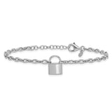 Silver Anchor Link Bracelet with Lock, 7-8"