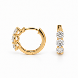 1ctw Lab-Grown Diamond 3-Stone Huggie Earrings