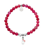 HELP Collection: Frosty Enamel Charm with Red Fire Agate Charity Bracelet