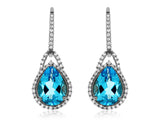 Blue Topaz & Diamond Dangle Earrings