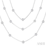 10 Ctw Bezel Set Round Cut Diamond 60-Inch Long Station Necklace in 14K White Gold