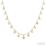 5/8 Ctw Bezel Set Round Cut Diamond Station Necklace in 14K Yellow Gold