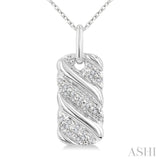 1/10 Ctw Bold Ribbed Swirl Round Cut Diamond Bold Fashion Pendant With Chain in Sterling Silver