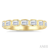 3/4 Ctw East-West Emerald Cut Bezel Diamond Fashion Band in 14K Yellow Gold