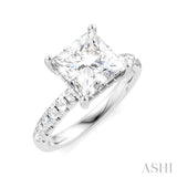 1/3 Ctw Princess Shape Round Cut Diamond Semi-Mount Engagement Ring in 14K White Gold