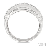 1/10 Ctw Bold Wide Center Round Cut Diamond Fashion Ring in Sterling Silver