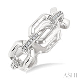 1/20 Ctw Bold Open Window Octagonal Shape D-Link Round Cut Diamond Ring in Sterling Silver