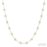 5 Ctw Bezel Set Round Cut Diamond Station Necklace in 14K Yellow Gold
