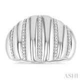 1/10 Ctw Ribbed Dome Shape Round Cut Diamond Bold Wide Fashion Band in Sterling Silver
