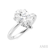 1/10 Ctw Pear Shape Round Cut Diamond Semi-Mount Engagement Ring in 14K White Gold