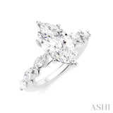 3/4 Ctw Marquise Shape Marquise and Round Cut Diamond Semi-Mount Engagement Ring in 14K White Gold