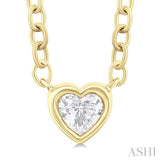 1/6 Ctw Petite Bezel Set Heart Shape Diamond Fashion Pendant With Chain in 10K Yellow Gold
