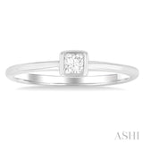 1/6 Ctw Petite Bezel Set Round Cut Diamond Fashion Ring in 10K White Gold