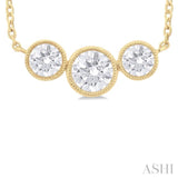 3/4 Ctw Past, Present & Future 3-Stone Bezel Set Round Cut Diamond Necklace in 14K Yellow Gold