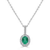 .40ct Oval Emerald Diamond Halo Pendant