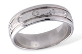 Diamond Hammered Center Men's Wedding Band