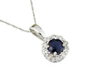 Sapphire Diamond Halo Pendant
