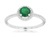 Diamond Halo Emerald Ring