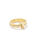 Kendra Scott Tia 18k Gold Vermeil Band Ring in White Sapphire, Size 7