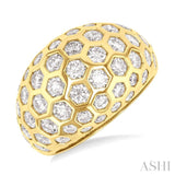 3 1/3 ctw Hexagon Round Cut Diamond Fashion Ring in 14K Yellow Gold