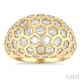 3 1/3 ctw Hexagon Round Cut Diamond Fashion Ring in 14K Yellow Gold