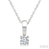 1/6 Ctw Prong Set Round Cut Diamond Solitaire Pendant With Chain in 14K White Gold