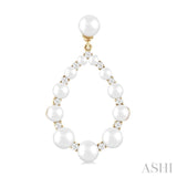 2 MM-4.5 MM Drop Tear Round Shape Cultured Pearls and 1/4 Ctw Round Cut Diamond Fashion Earring in 14K Yellow Gold