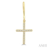 1/6 Ctw Cross Charm Petite Round Cut Diamond Fashion Earrings in 10K Yellow Gold