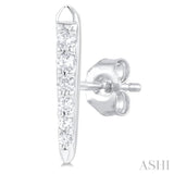 1/10 Ctw Petite Vertical Bar Graduated Round Cut Diamond Fashion Stud Earring in 10K White Gold