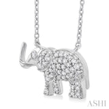 1/6 Ctw Petite Tusked Elephant Round Cut Diamond Fashion Pendant With Chain in 10K White Gold