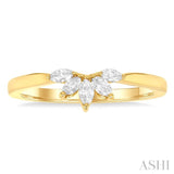 1/5 Ctw Marquise Cut Diamond Half Flower Motif Chevron Ring in 14K Yellow Gold