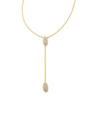 Kendra Scott Grayson Gold Y Necklace in White Crystal