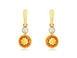 Citrine & Diamond Dangle Earrings