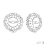 1 1/10 Ctw Round Cut Diamond 6.5MM Round Earrings Jacket in 14K White Gold
