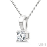 1/2 Ctw Prong Set Round Cut Diamond Solitaire Pendant With Chain in 14K White Gold