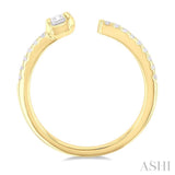 3/8 ctw Emerald and Round Cut Diamond Fashion Open Ring in 14K Yellow Gold