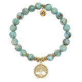 Gold Charm Collection - Larimar Gemstone Bracelet with Family Tree Charm