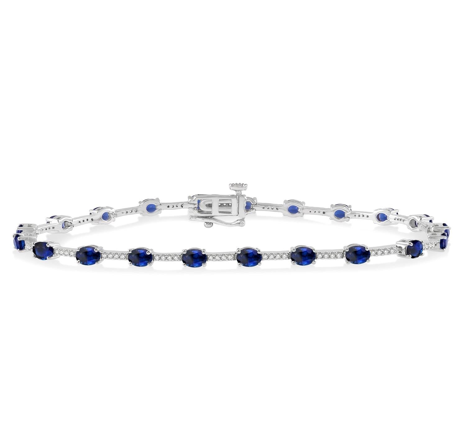 Oval Shape Sapphire & Diamond Bracelet