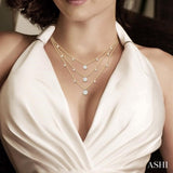 1/2 Ctw Lovebright Round Cut Diamond 3-Layered Necklace in 14K Yellow and White Gold