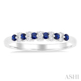 1.9 MM Sapphire and 1/10 Ctw Round Cut Diamond Precious Band in 14K White Gold