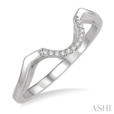 1/20 Ctw Deep Curve Center Winged Shank Round Cut Diamond Wedding Band in 14K White Gold