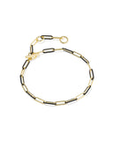Courtney Gold Enamel Link and Chain Bracelet, Black