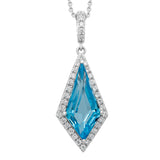 Swiss Blue Topaz & Diamond Halo Pendant