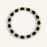 Dee Berkley Black Agate & 14kt Gold Filled Harmony Gemstone Bead Bracelet - 6MM