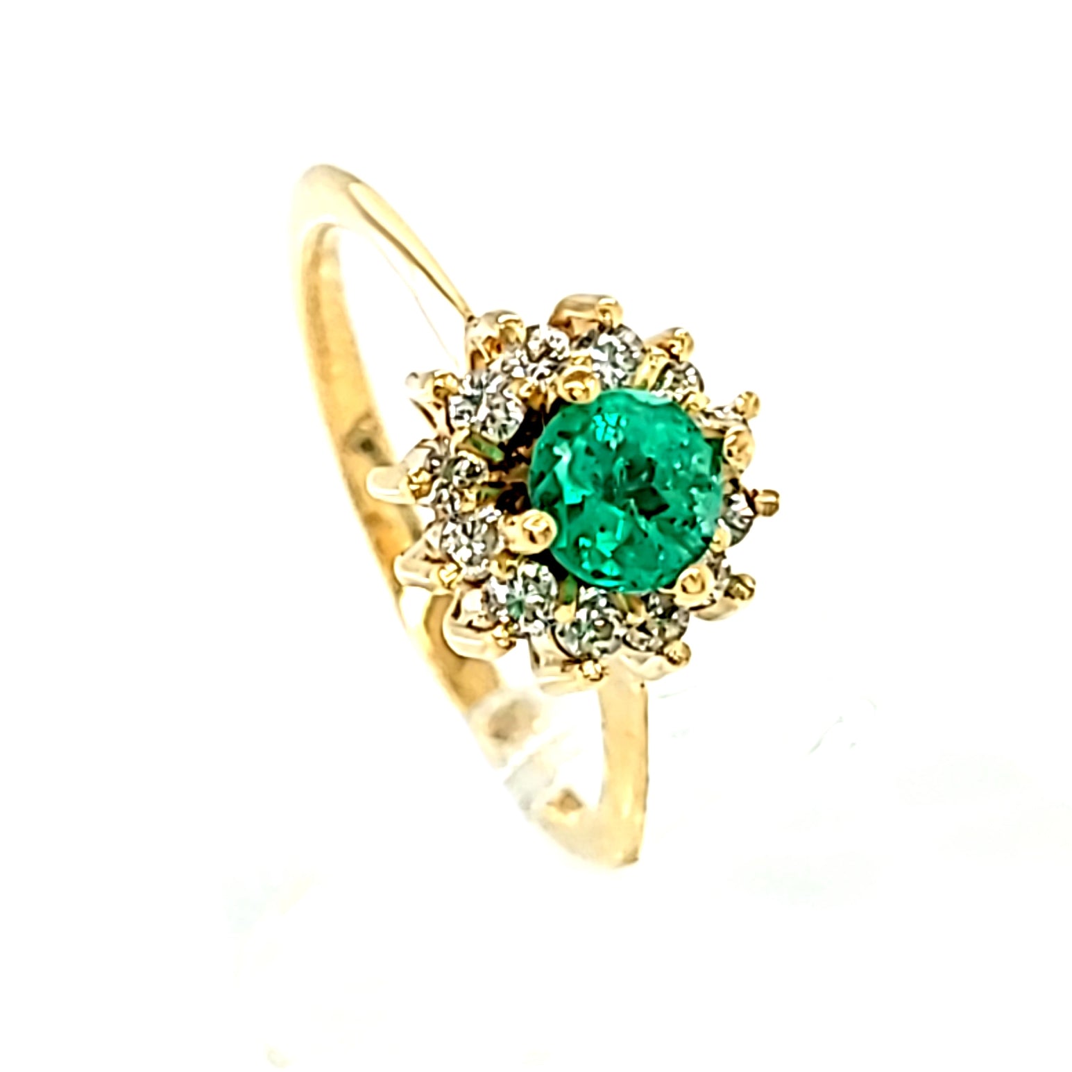 Diamond Halo Emerald Ring
