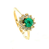 Diamond Halo Emerald Ring