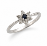 Sapphire & Diamond Flower Ring